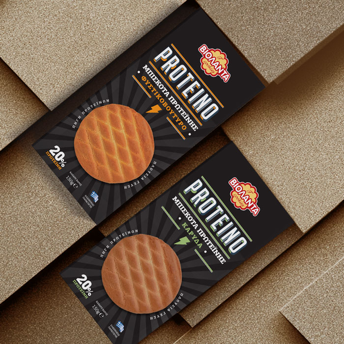 Violanta PROTEINO cookies branding and packaging by ABC Design Communication